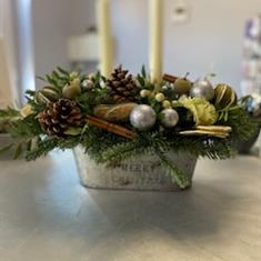 Merry Christmas Tin Trough Small 