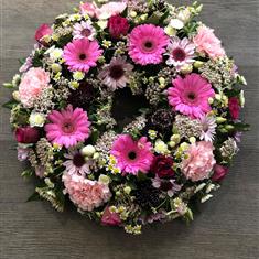 A Traditional Loose Wreath Pink Shades