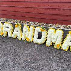 Grandma Tribute with Single Rose per Letter