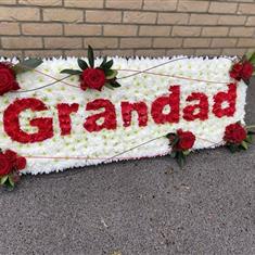 Grandad Name Plaque Red with Black Ribbon Edge